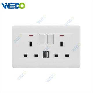 C50 Home Switches Double 13A Switched Socket+2USB/Double 13A Switched Socket with Neon+2USB White/gold/silver/brush Gold/wood/brush Silver