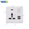 C50 Home Switches 15A 3 Pin MF Switched Socket with Neon with 2USB White/gold/silver/brush Gold/wood/brush Silver