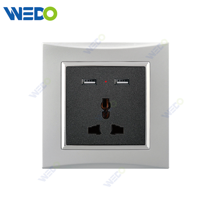 M3 Wenzhou Factory New Design Electrical Light Wall Switch And Socket IEC60669 13A MF SOCKET+2USB