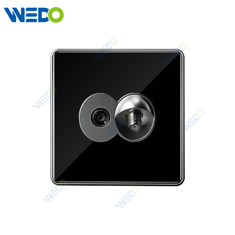 S7 Series SAT+TV 250V Light Electric Wall Switch Socket Tempered Glass Material with Chrome Frame Modern Sockets
