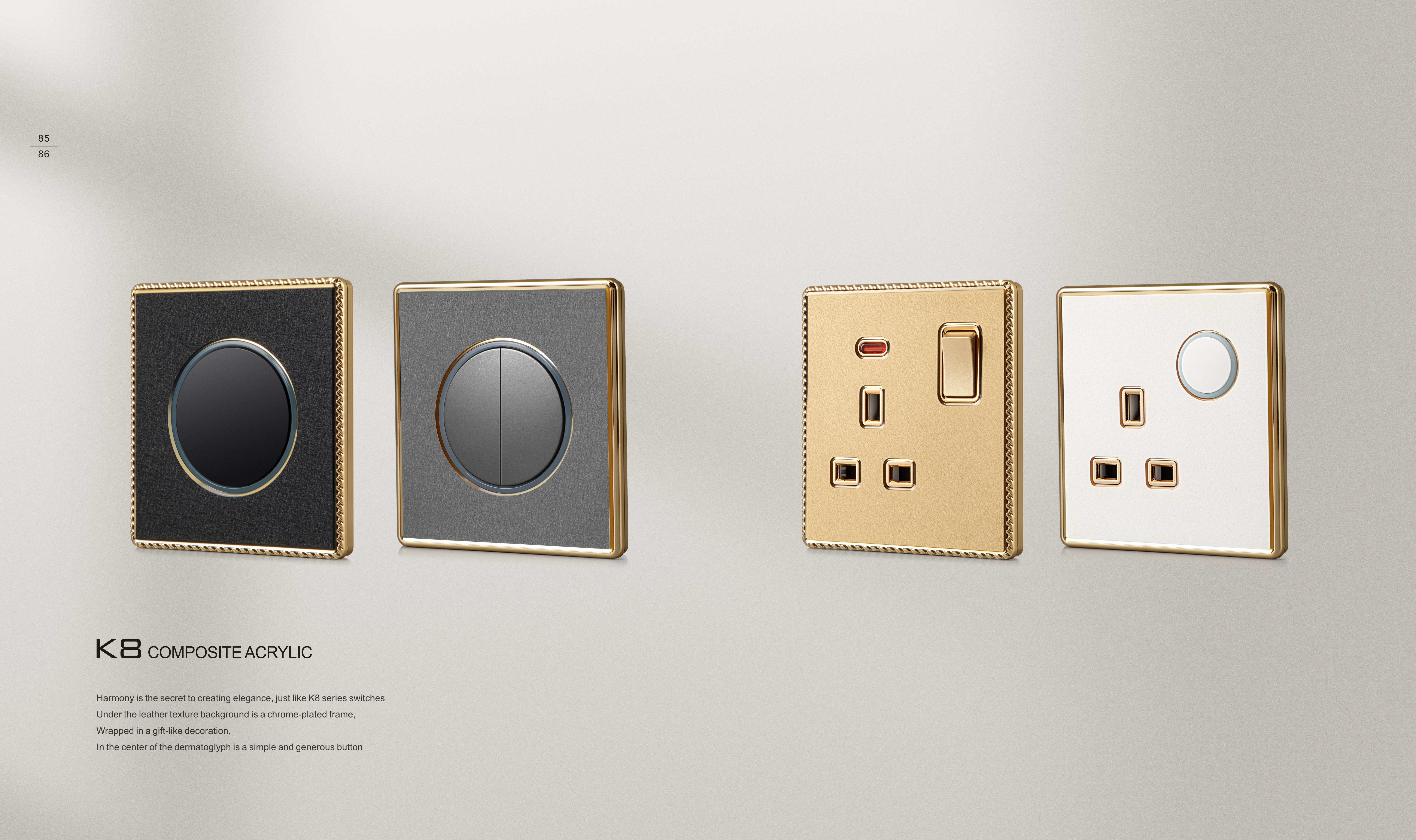 Acrylic leather British MF Switched Socket/+2USB Reset wall switch, electric socket switch
