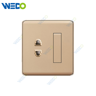 K2-P Series 1 Gang Switch 2 Pin Socket 250V Light Electric Wall Switch Socket 86*86cm PC Material with Chrome Frame Home Switches Twist Pattern