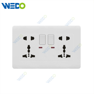 C50 Home Switches Double 5PIN MF Switched Socket/Double 5PIN MF Switched Socket with Neon White/gold/silver/brush Gold/wood/brush Silver