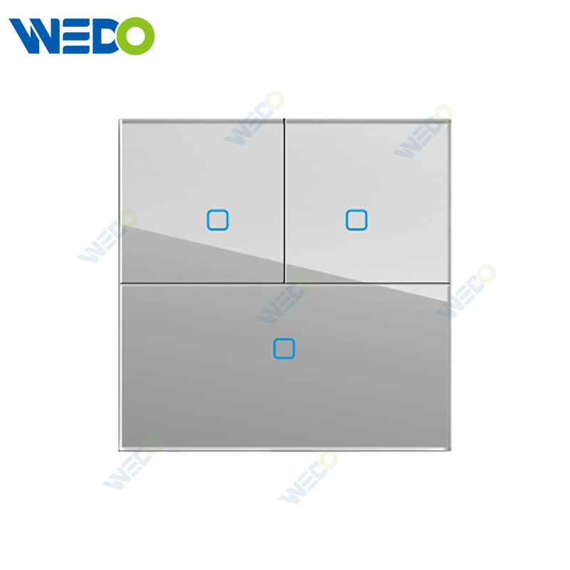 D90 Series 3G 16A 250V Light Electric Wall Switch Socket Glass Plate+PC Bottom Material Modern Sockets