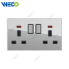 D90 Series Double 13A Switched Socket with LED Light Ring 250V Light Electric Wall Switch Socket Glass Plate+PC Bottom Material Modern Sockets