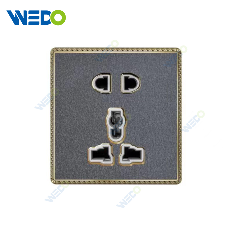 Acrylic Leather British 5 Pin MF Socket Wall Switch, Electric Socket Switch