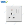 S2-W Home Switches 13A Switched Socket with LED Light Ring 250V Light Electric Wall Switch Socket PC Material with Chrome Frame