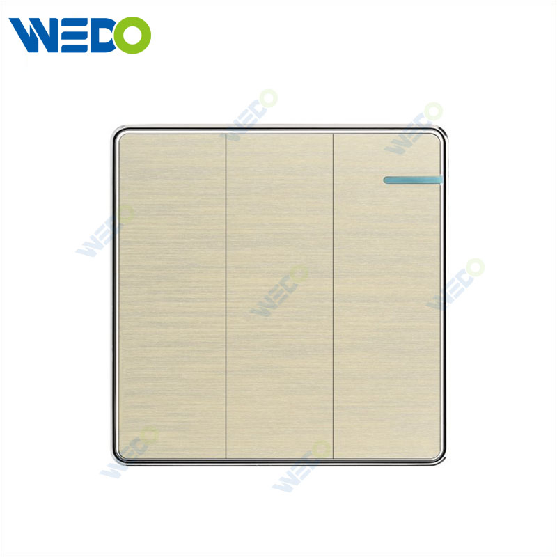 C90 Wenzhou Factory New Design Acrylic Home Lighting Electrical Wall Switches PC Material Cover with IEC Report SASO 3GANG