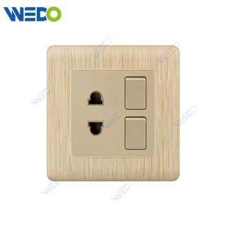 C20 86mm*86mm Home Switch White/silver/gold 2Gang Switch 2 PIN SOCKET / 2 Gang Switch 4 PIN SOCKET Light Electric Wall Switch PC Cover with IEC Certificate