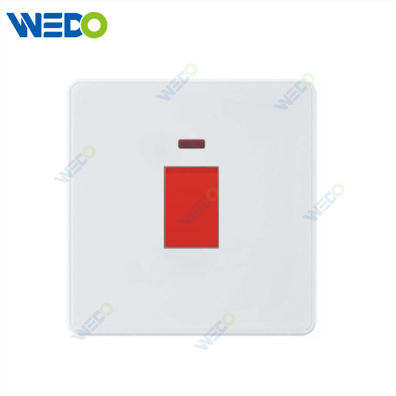 C85 Wall Switch Push On Off UK Standard Electric Switch Socket UK Standard White Gold 45A Switch with Neon Electrical Switch Sockets Wall Switch 86 Type UK Wall Switches 