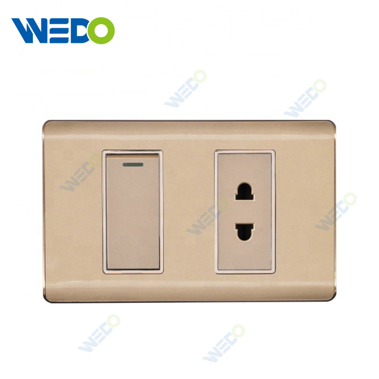 A33 High Quality Home UK Standard Aluminum Electric Wall Socket Switch 1gang 2 Pin Socket