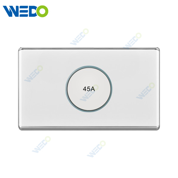 S2-W Home Switches 45A Switch with LED Light Ring/45A Switch with Light 250V Light Electric Wall Switch Socket 86*146cm PC Material with Chrome Frame