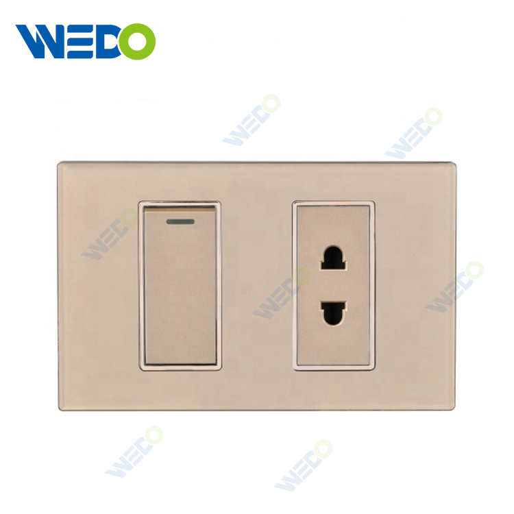 Ss High Quality Home UK Standard Aluminum Electric Wall Socket Switch 1gang 2 Pin Socket
