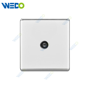 S2-W Home TV / Double TV Socket 16A 250V Light Electric Wall Switch Socket 86*86cm PC Material with Chrome Frame
