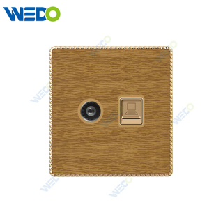 K8 Series Acrylic TV + TEL / TV + Computer 250V Light Electric Wall Switch Socket Home Switches Twist Pattern