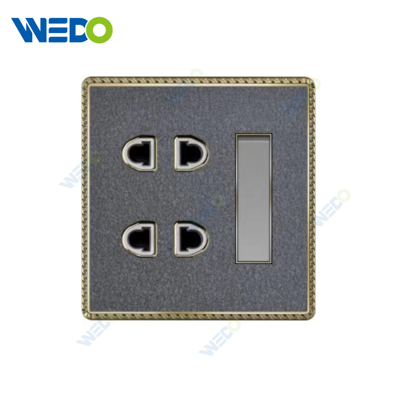 Acrylic Leather British 1 Gang Switch 2gang 2 Pin Socket Wall Switch, Electric Socket Switch