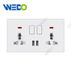 ULTRA THIN SERIES Double 13A Switch Socket W/Without neon With PC Materical Different Color Home Socket 