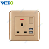 C32 Aluminium New Design Customized Factory Pc Wall Switch And Socket 13A Switched Socket with Neon+2USB