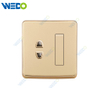 S1 Series 1 Gang Switch 2 Pin Socket 16A Socket 250V Light Electric Wall Switch Socket 86*146cm PC Material with Chrome Frame Home Switches