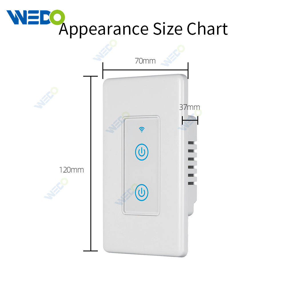 2 Gang 8 Gang US Standard Tuya Smart App Remote Operation Wifi Touch Switch with Cover
