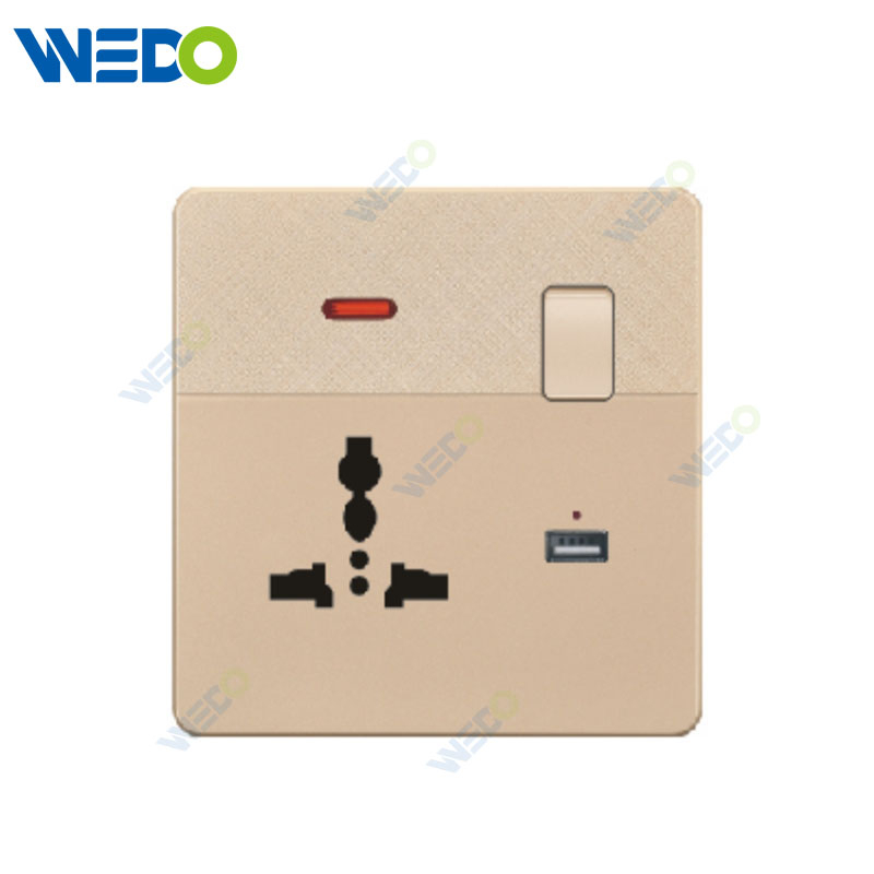 D1 Light Switch Simple Electric, Wall Switch Light 3PIN MF Switched Socket +USB Wall Switch PC Material Cover with IEC Report SASO