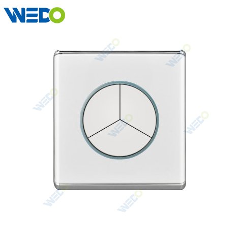 S2-W Home Switches 3G 16A 250V Light Electric Wall Switch Socket 86*86cm PC Material with Chrome Frame