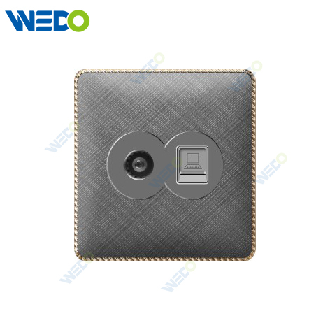 T3 Home Switches TV+TEL / TV+Computer 250V Light Electric Wall Switch Socket 86*86cm Acrylic Pattern with Lace