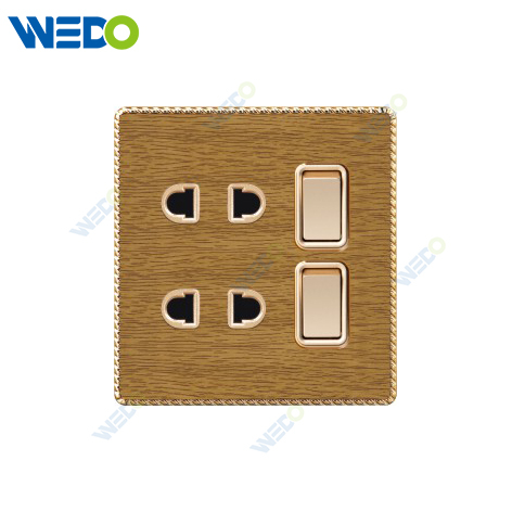 K8 Series Acrylic Wooden 2 Gang Switch 2 Gang 2 Pin Socket 16A 250V Light Electric Wall Switch Socket Home Switches Twist Pattern