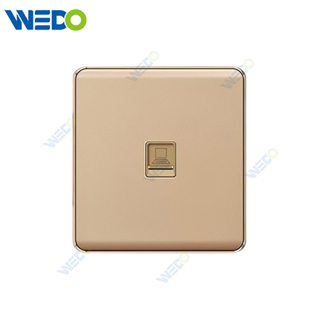 K2-P Series TEL / Computer / Double TEL /Double Computer 250V Light Electric Wall Switch Socket 86*86cm PC Material with Chrome Frame Home Switches Twist Pattern