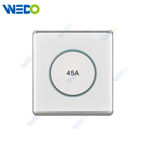 S2-W Home Switches 45A Switch with LED Light Ring/45A Switch with light 250V Light Electric Wall Switch Socket 86*86cm PC Material with Chrome Frame