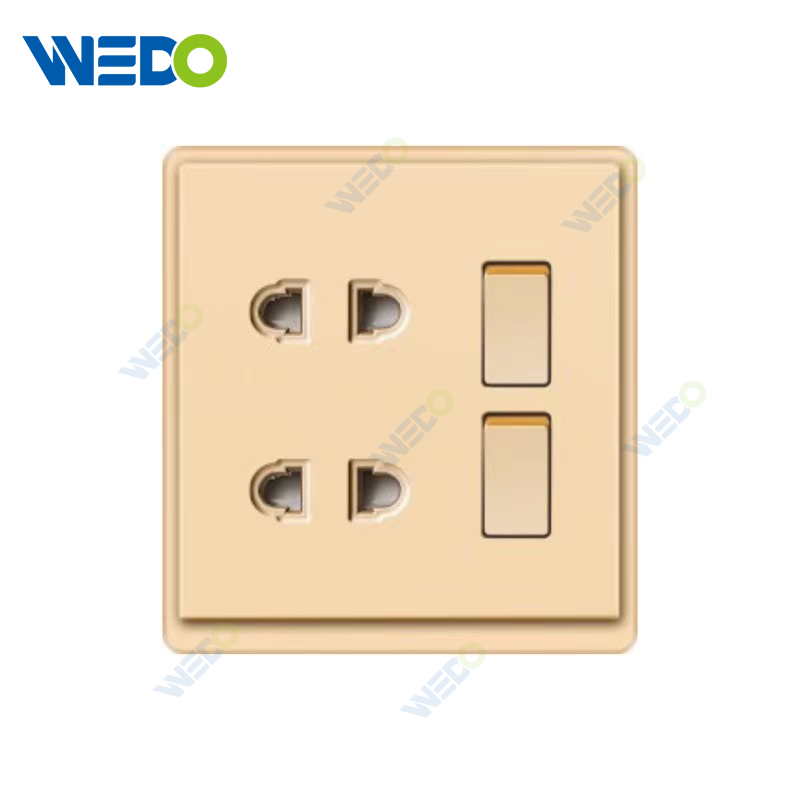 New Design PC 2 Gang Switch 2gang 2 Pin Socket Wall Switch Socket 86*86 mm For Home